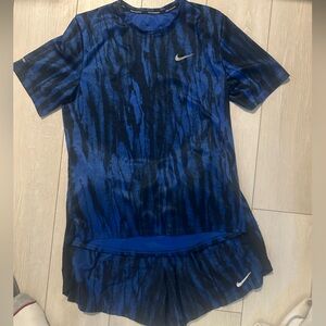 Matching Nike Dri-FIT Blue Running Shirt and Shorts